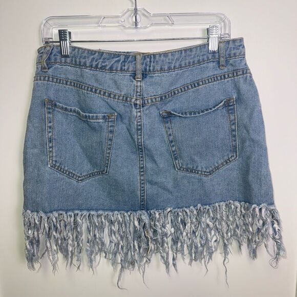 Forever 21 Blue Fringed Mini Skirt - Picture 3 of 4